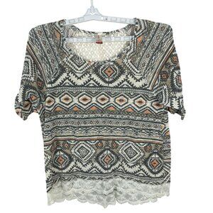 No Boundaries Womens Size XXL Tribal Print Top Cotton/Polyester Blend